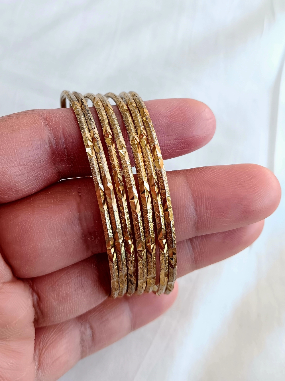 Gold Textured Bangle Bracelet Set Of 7 Jewelry